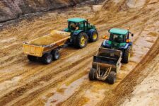 Aerial View of Construction Dumpers at a Civil Works Site in New Zealand