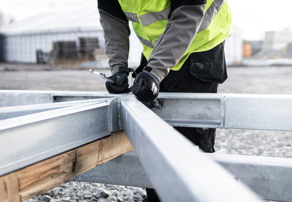 Structural steel construction Structural steel construction site serviced by HW Industries in New Zealand